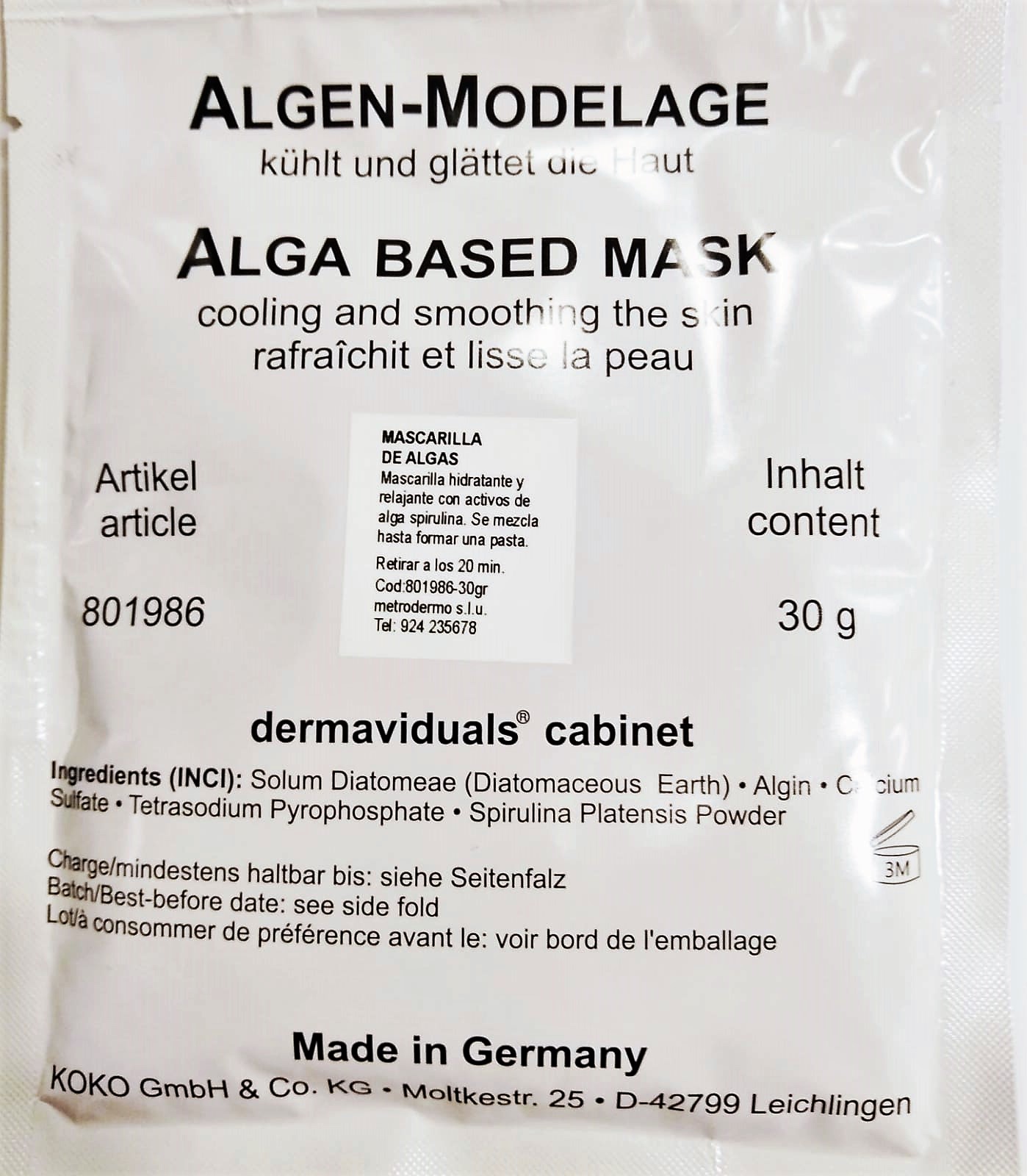 Mascarilla de algas