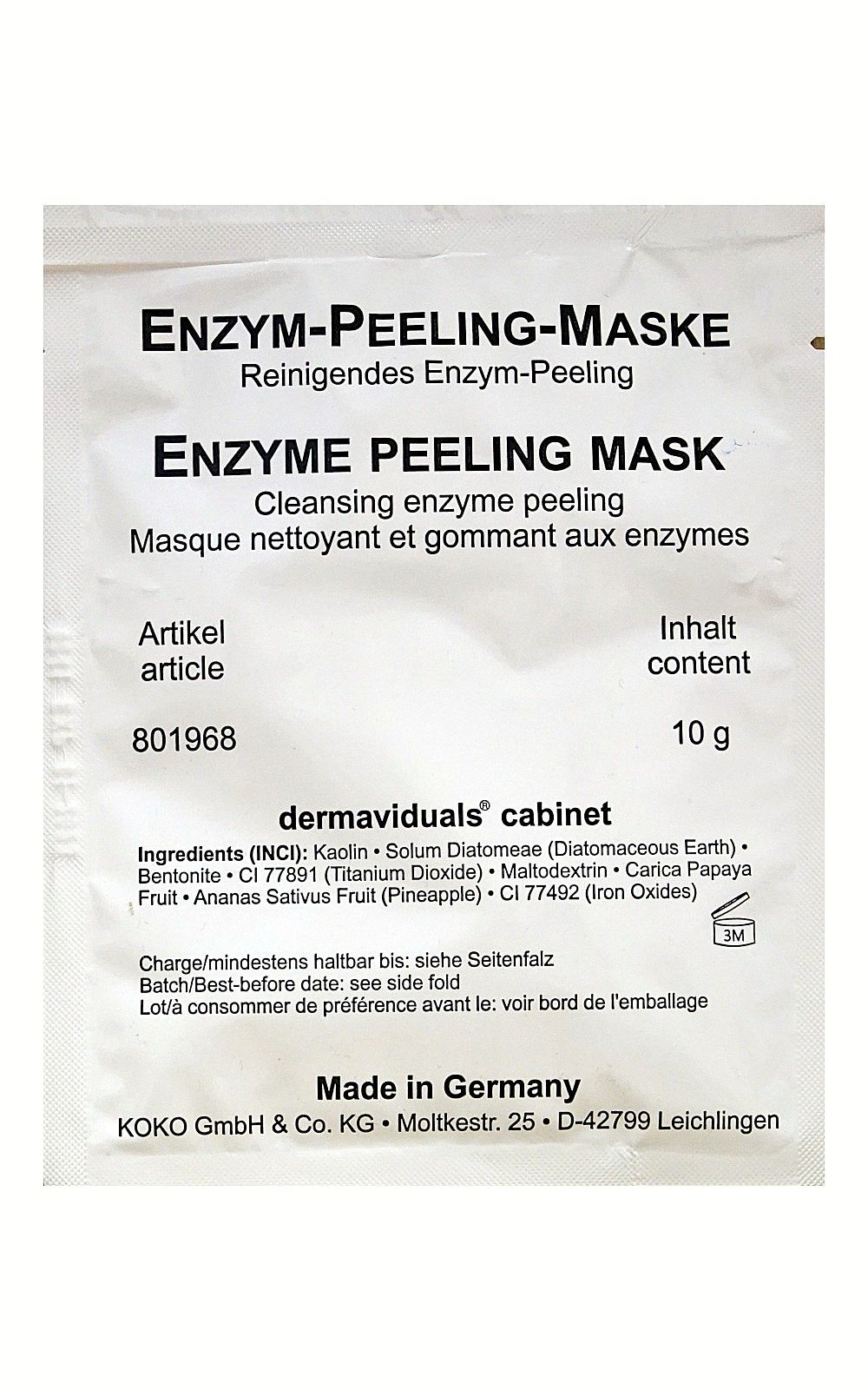 Mascarilla de peeling enzimático